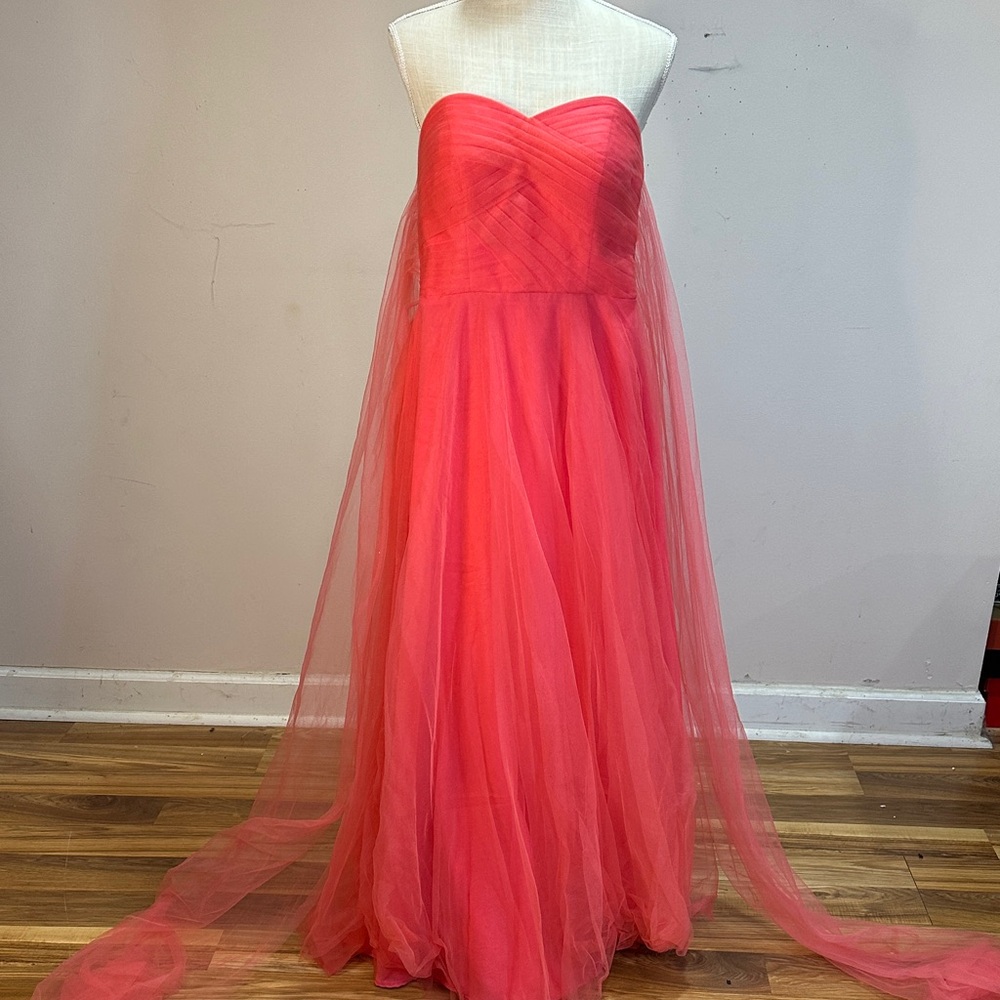Elegant Strapless Coral Gown
